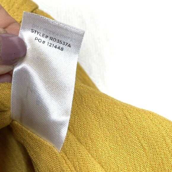 Lulus Womens Small S Mustard Wrap Flutter Sleeve Flowy Belted Maxi Dress NWT - Picture 12 of 16